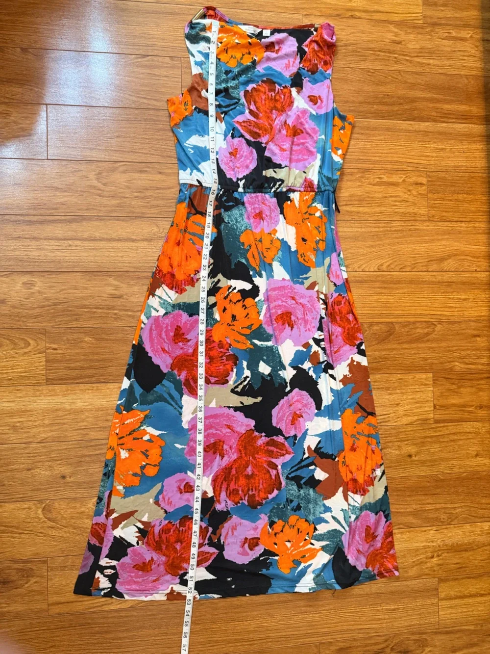 Mlle Gabrielle Multicolor Floral Cowl Neck Maxi Dress — Pink, Orange, Blue